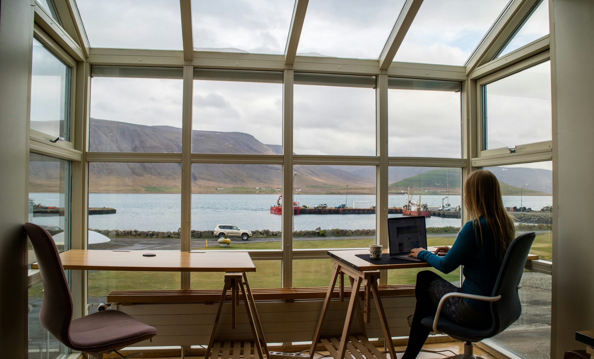 Remote worker with a view